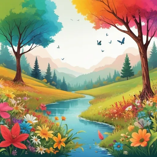 Prompt: design a colorful image of nature and ad a concept of thanking and giving beautiful life

