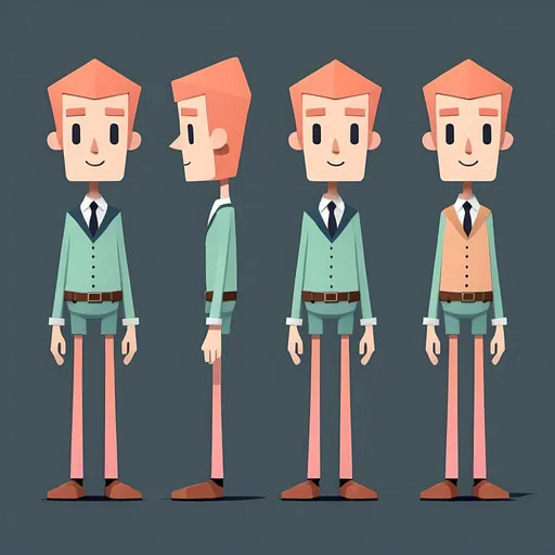 Prompt: simple, sleek, thin, flat 2d game character. only pastel colours. Intended for rigging. From left and right side. Used for shooting game. Alto's adventure inspired.