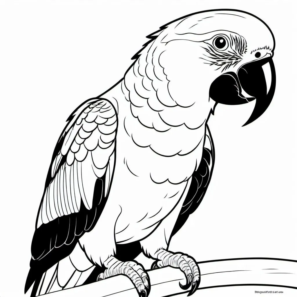 Prompt: Realistic Parrot coloring page