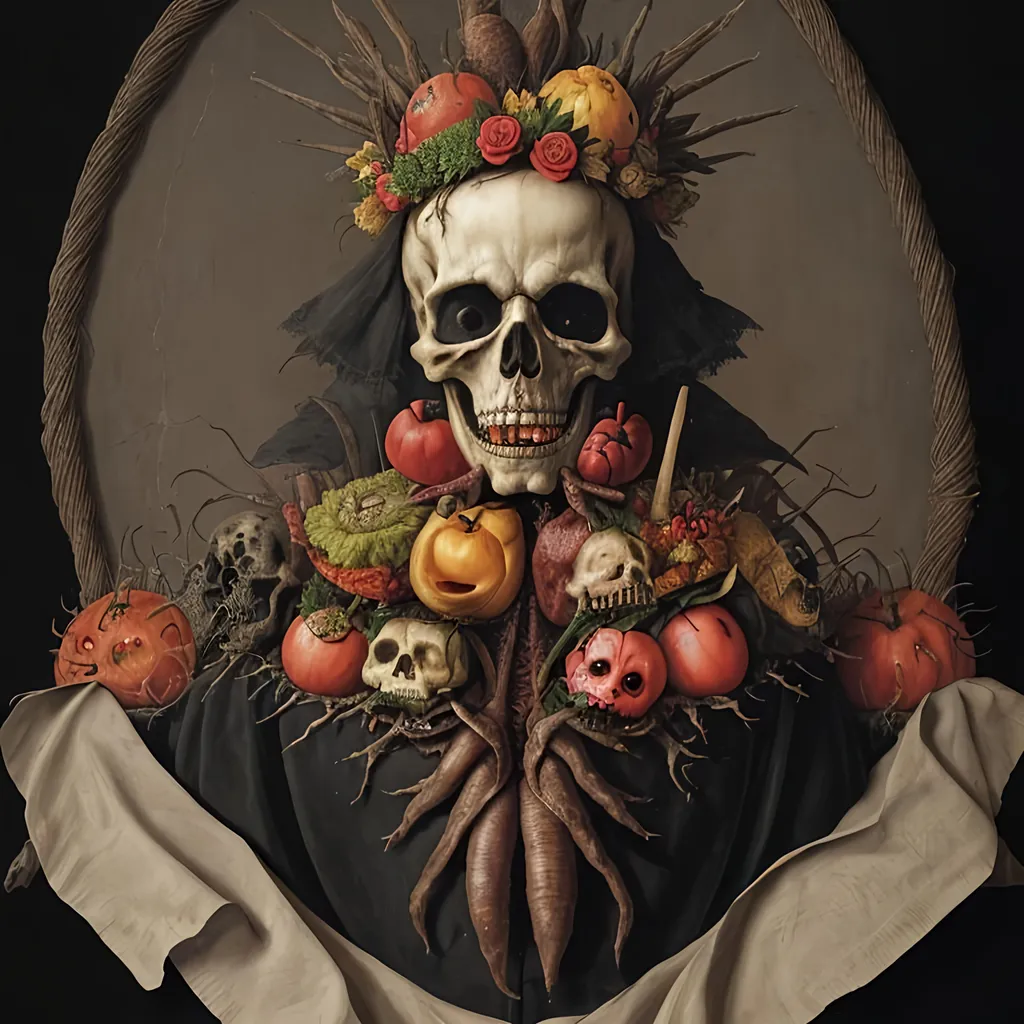 Prompt: Death incarnate, by Giuseppe Arcimboldo 