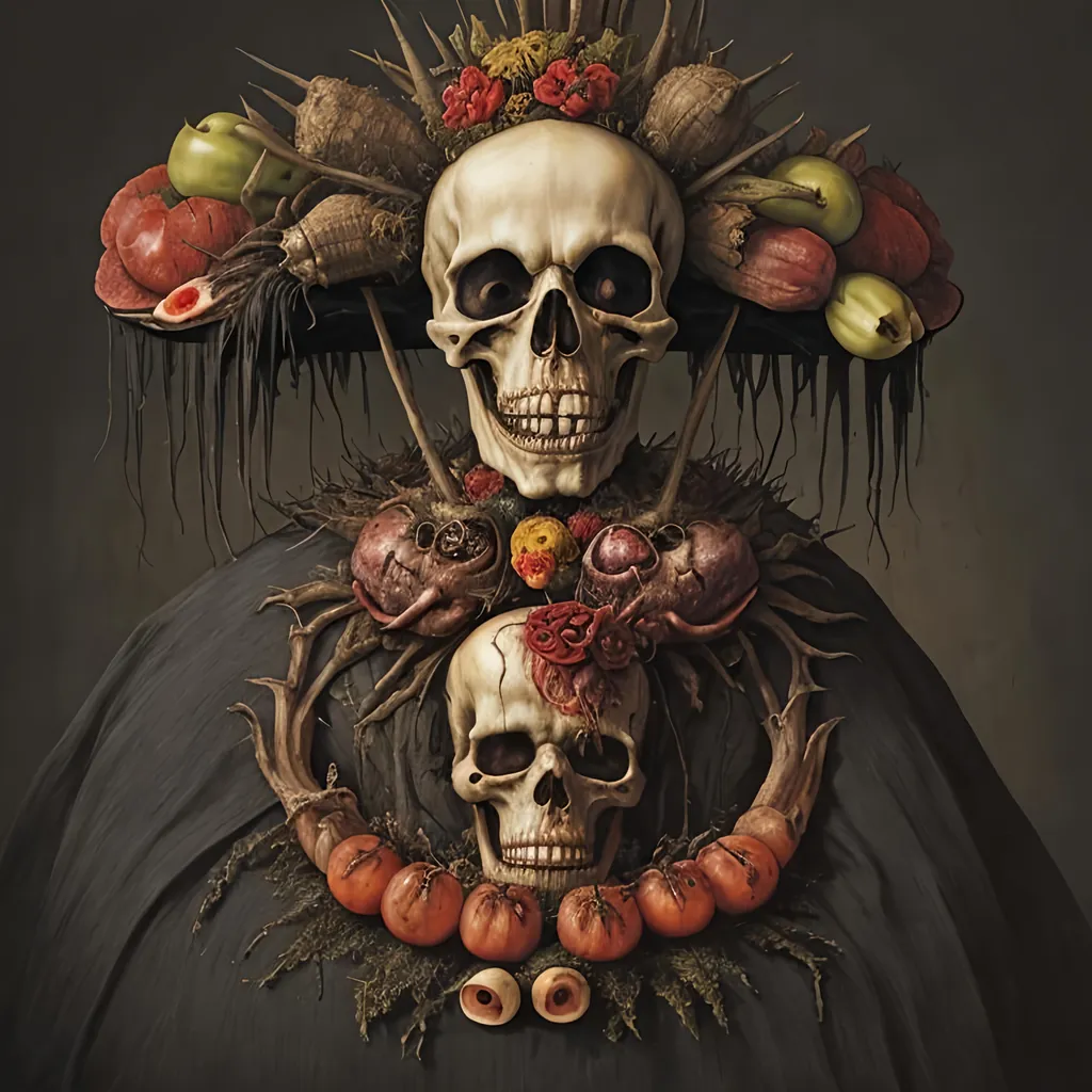 Prompt: Death incarnate, by Giuseppe Arcimboldo 