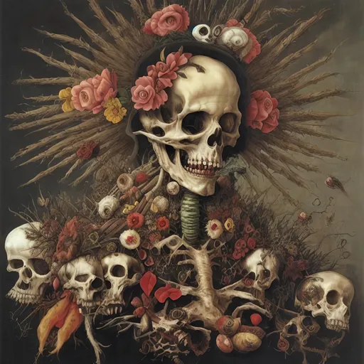 Prompt: the spirit of death, by Giuseppe Arcimboldo 