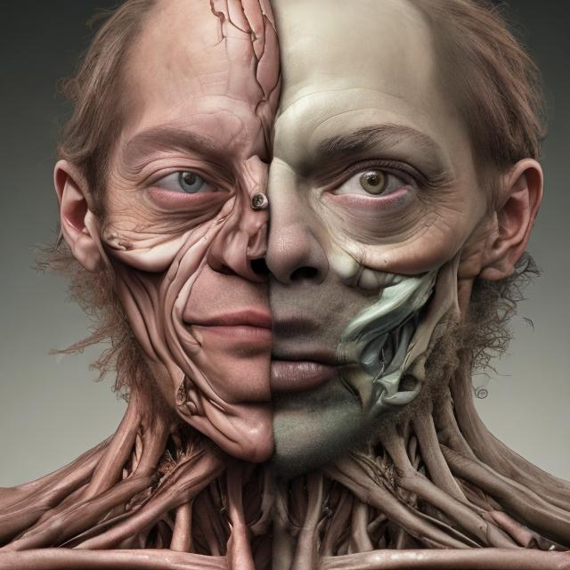 Prompt: a conglomeration from human arms, legs, skin, eyes, noses and mouths all randomly melded together 