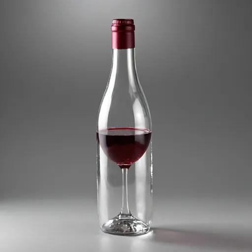 Prompt: bottle glass with water and wine 