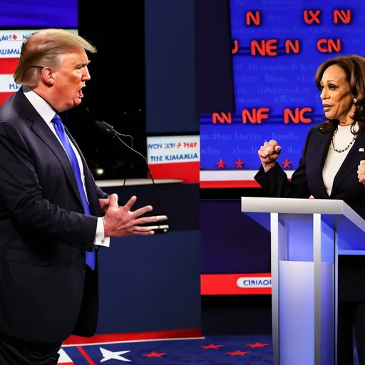 Prompt: donald trump and kamala harris debat