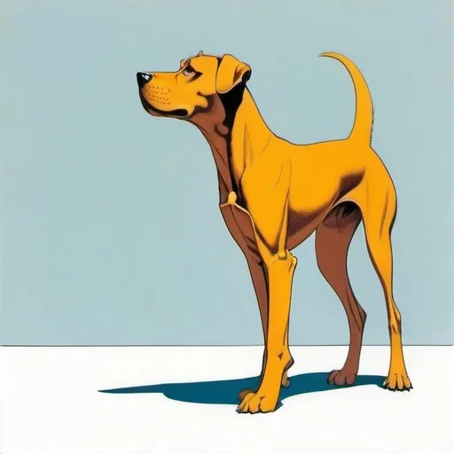 Prompt: a dog, art by Guido Crepax, clean composition, clean background, highres, detailed, sleek design, professional, minimalistic, clean lines, artistic, bright colors