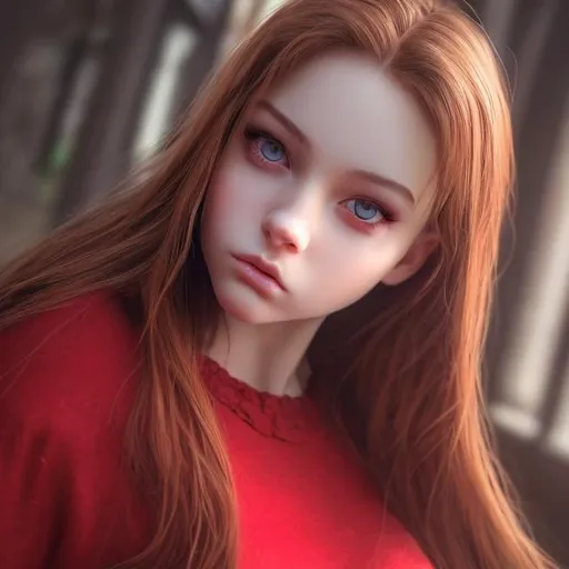 Prompt: 20 years old girl with red dress (masterpiece) (hyper realistic) (8K) (detailed photography) instagram able, centered, extremely detailed face, extremely detailed eyes, extremely detailed clothes, an artyst, show me a woman draw style, clear face, crystal clear eyes.