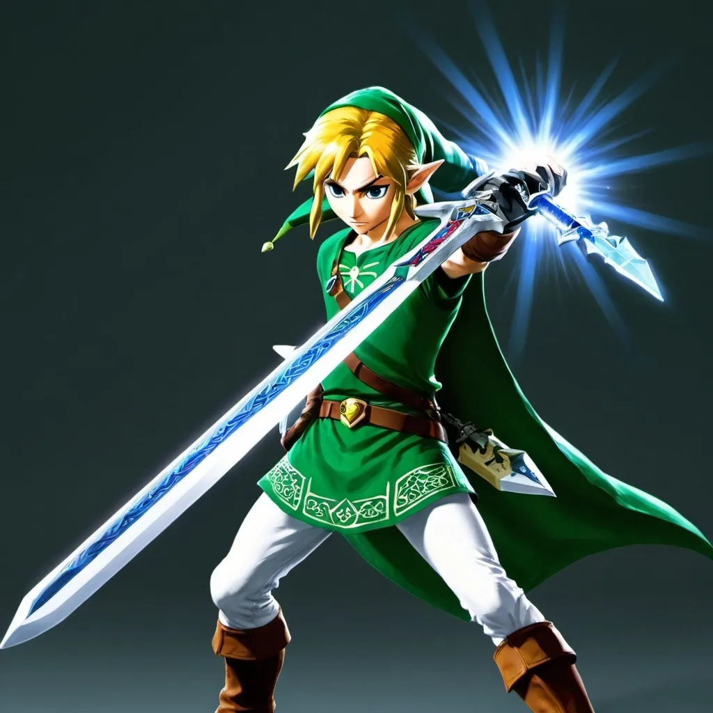 Prompt: Link from Legend of zelda with mastersword,
In the bleach universe with his ultimate version from his self like ichigo