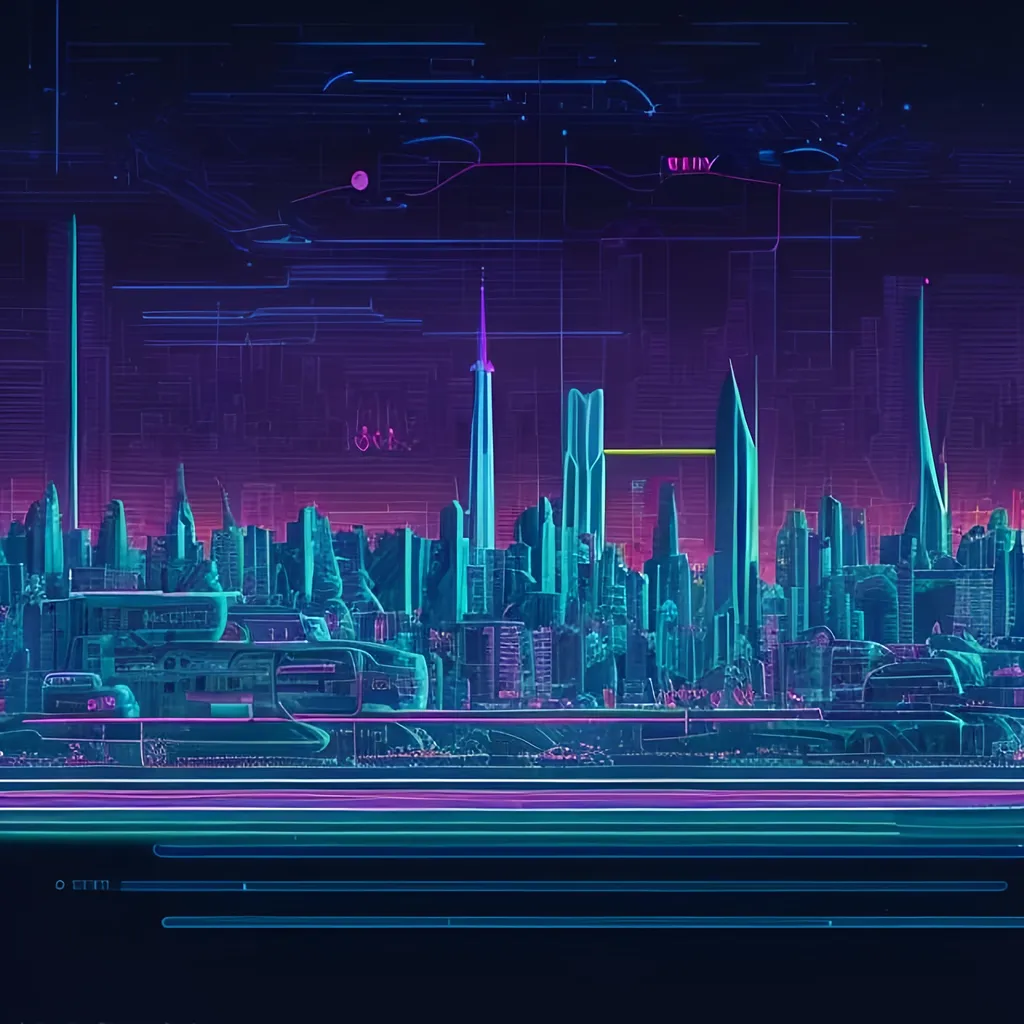 Prompt: Futuristic digital retro neon landscape of New York City