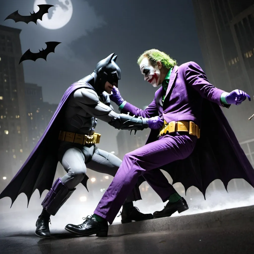 Prompt: Batman versus the joker 