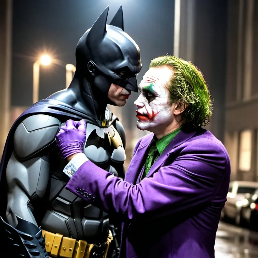 Prompt: Batman versus the joker 