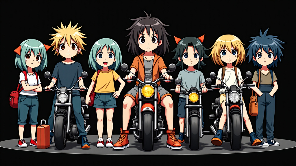 Prompt: 2d studio ghibli anime style, girl on motorcycle, anime scene