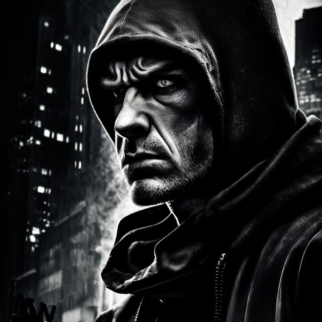 Prompt: Ads-advertising style image of a menacing thief, dramatic lighting, high-quality, cinematic, intense expression, detailed knife, dark and moody tones, professional photography, menacing stare, high contrast, focused composition, edgy, intense shadows, urban setting, artistic photography, dramatic atmosphere