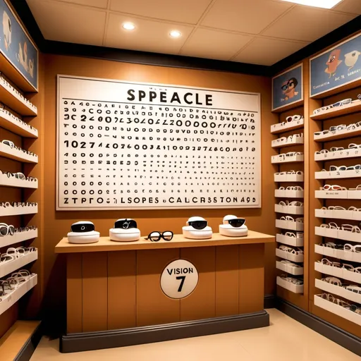 Prompt: spectacle shop with vision chart,pixar style