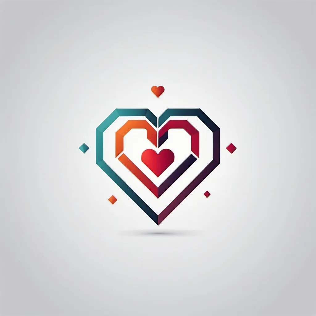 Prompt: Geometrical logo with two heart shapes