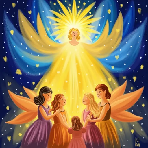 Prompt: Illustration of a powerful ascended master Sananda and friends around him.