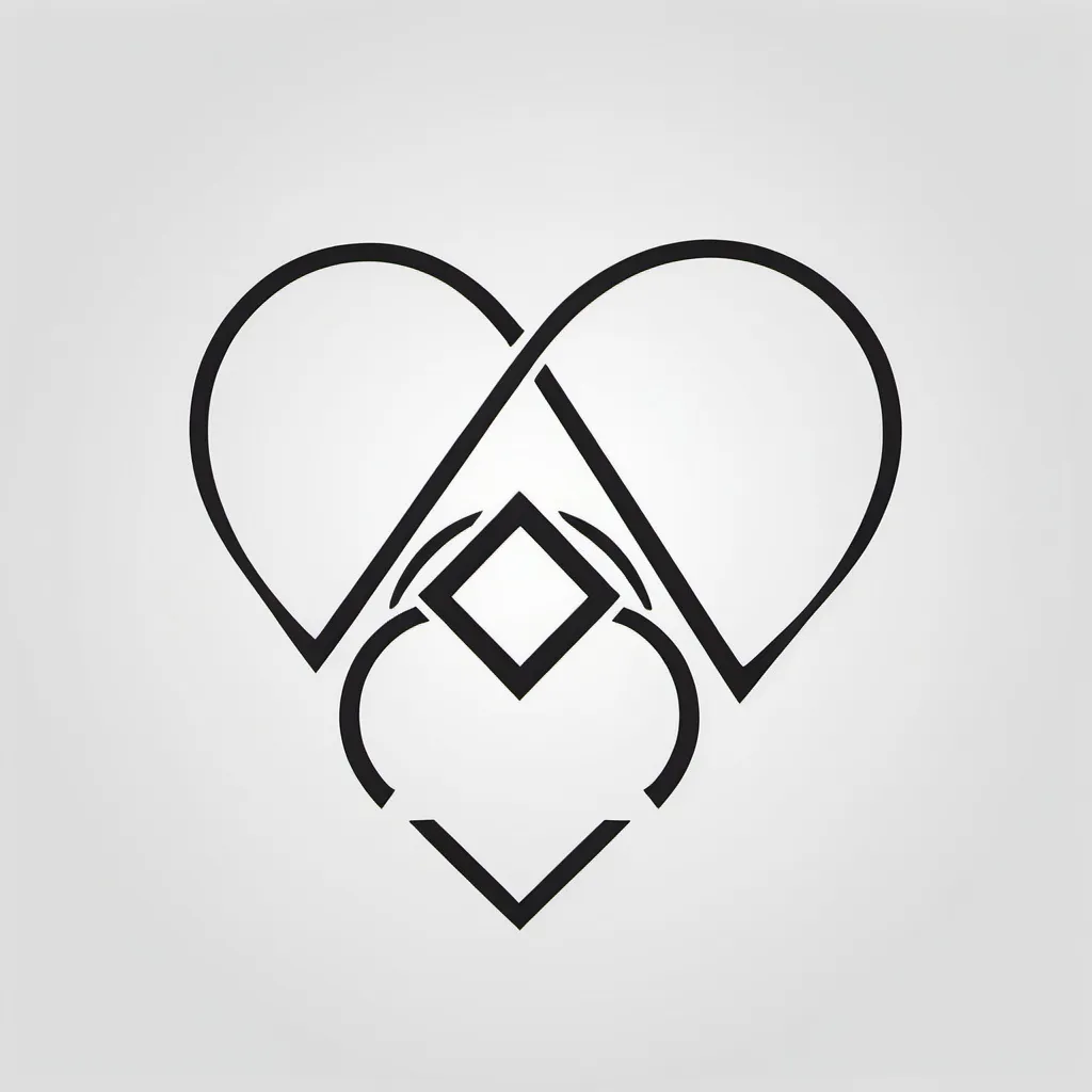 Prompt: A symmetrical, beautiful logotype with two hearts, two triangles and two lemniscates