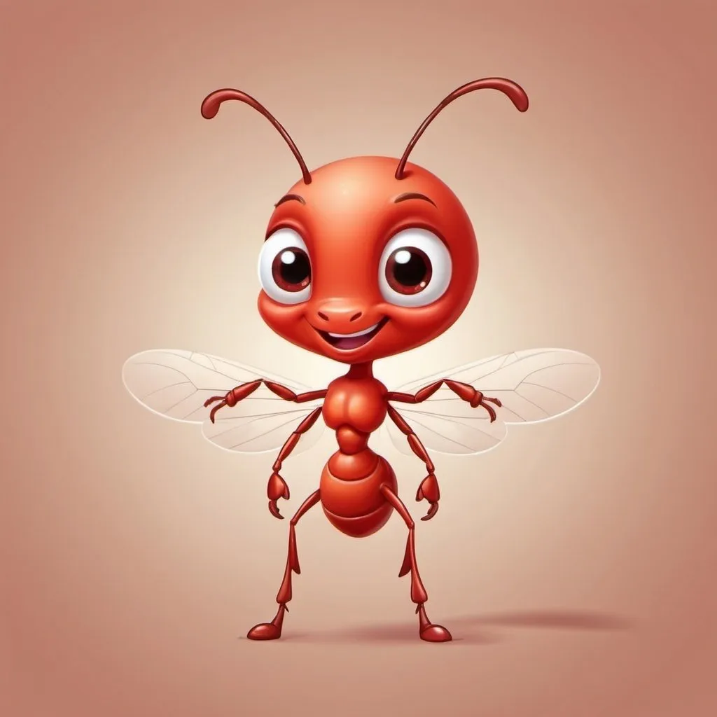 Prompt: A cute feminine-wingless red ant, with fitness shape body, cartoon for children's style,