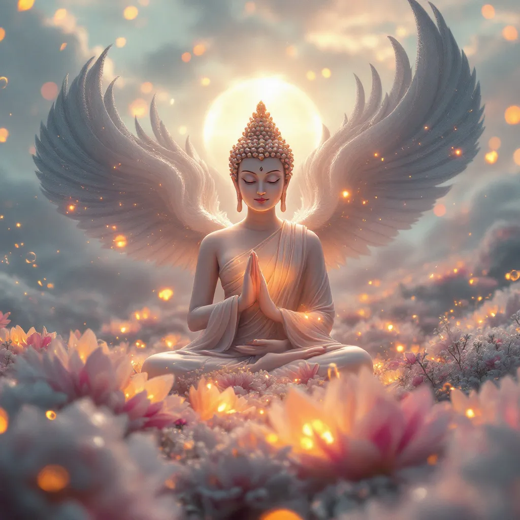 Prompt: luxurious  bund ,beatyful  budha ,ethereal atmosphere, ultra-detailed, 4K resolution, , depth of field, professional photography, high-quality image