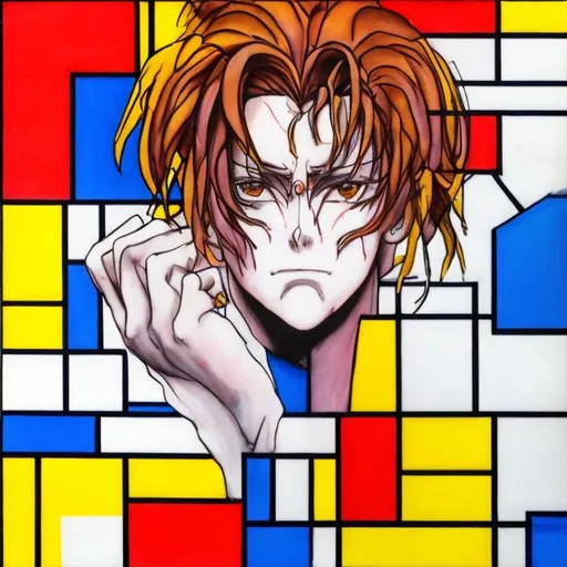 hisoka standing anime in style of cubism