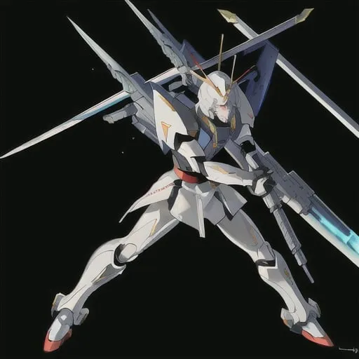 Prompt: Gundam sword fight scene, futuristic sci-fi setting, dynamic action pose, detailed mecha design, high-tech weaponry, intense battle, epic showdown, high quality, ultra-detailed, sci-fi, futuristic, action-packed, dynamic pose, detailed mecha, intense battle, advanced weaponry, professional, dramatic lighting