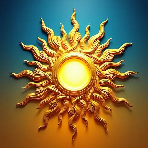 Prompt: Gold‑foil textured sun motif over blue‑to‑gold ombré, PNG with transparent center