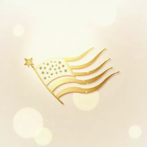 Prompt: Subtle gold vector motif of the American flag with 30% opacity, stylized minimal design on a transparent background, soft edges and even lineweight.
