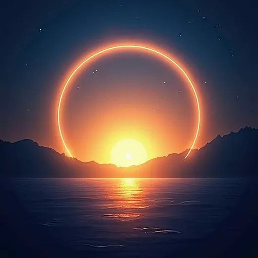 Prompt: Vector SVG of a circular sunset gradient in royal blue (#00539B) and gold (#FDBB30), with metallic sheen effect
