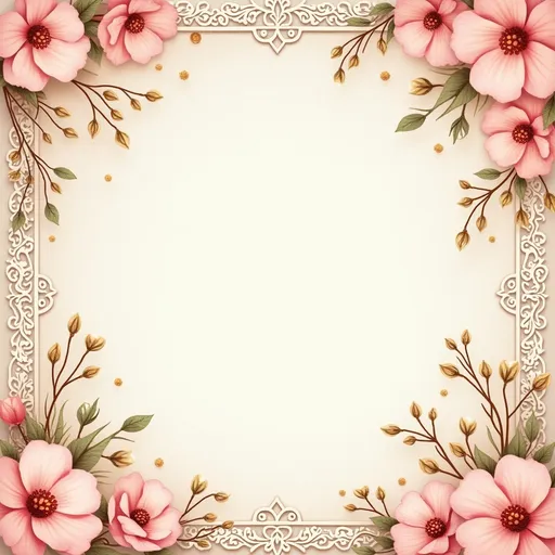 Prompt: “Portrait letter (8.5×11″) layout with a delicate floral lace border in soft blush and ivory, entwined gold vines and tiny heart motifs around the edges, leaving a generous blank center for candle names & prices.”