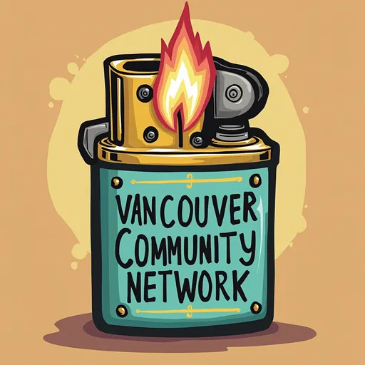 Prompt: Logo for a promo bic lighter for vancouver community network  explicity says Vancouver Community Network