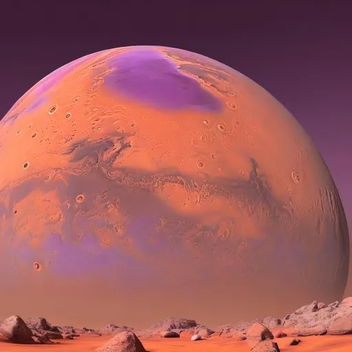 Prompt: planet mars in a pastel purple