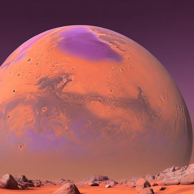 Prompt: planet mars in a pastel purple