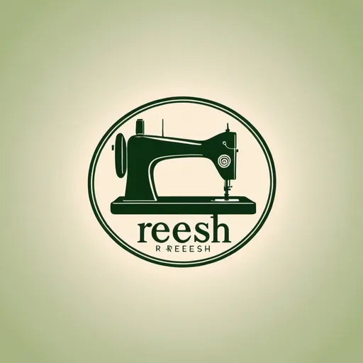 Prompt: I want a logo for a brand about a sewing project called Reesh. It will be in green and desert colors, and it will include the name of the project in English, Reesh.