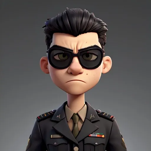 Prompt: Leutenant, black sunglasses, angry, uniform, army, headshot, male