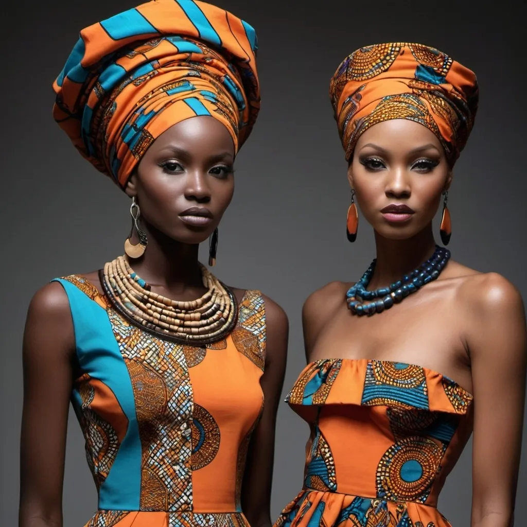 Prompt:  Une photographie mettant en sc�ne un d�fil� de mode avec des mannequins portant des cr�ations contemporaines inspir�es de motifs et de textiles africains. Les v�tements sont color�s et mettent en valeur la diversit� des styles et des coupes.