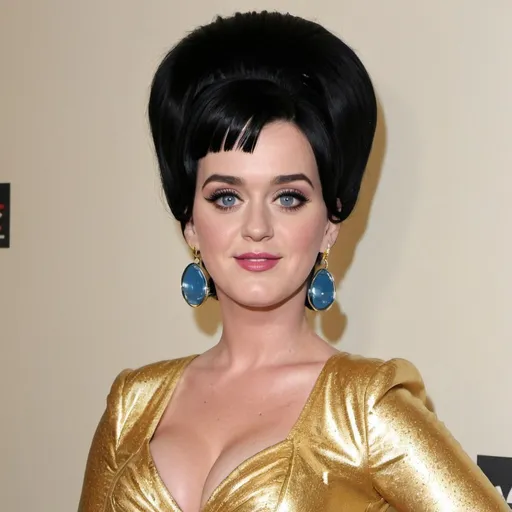 Prompt: Katy perry dressed as a 1960's woman with big bouffant beehive hair