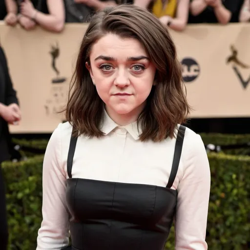 Prompt: maisie williams extremely long thick hair towering giant massive bouffant