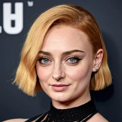 Prompt: Sophie Turner with a bowlcut hairstyle