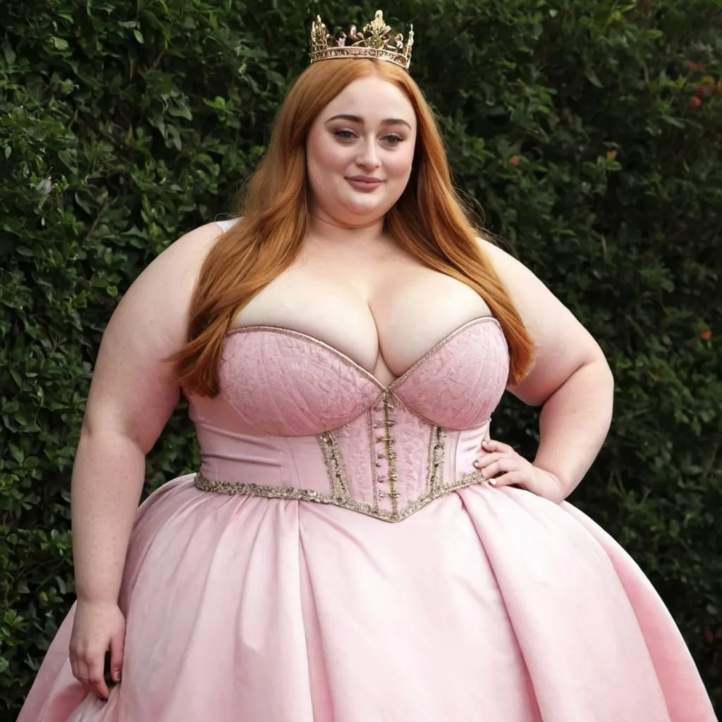 Prompt: Sophie Turner dressed as bbw chubby princess Woman