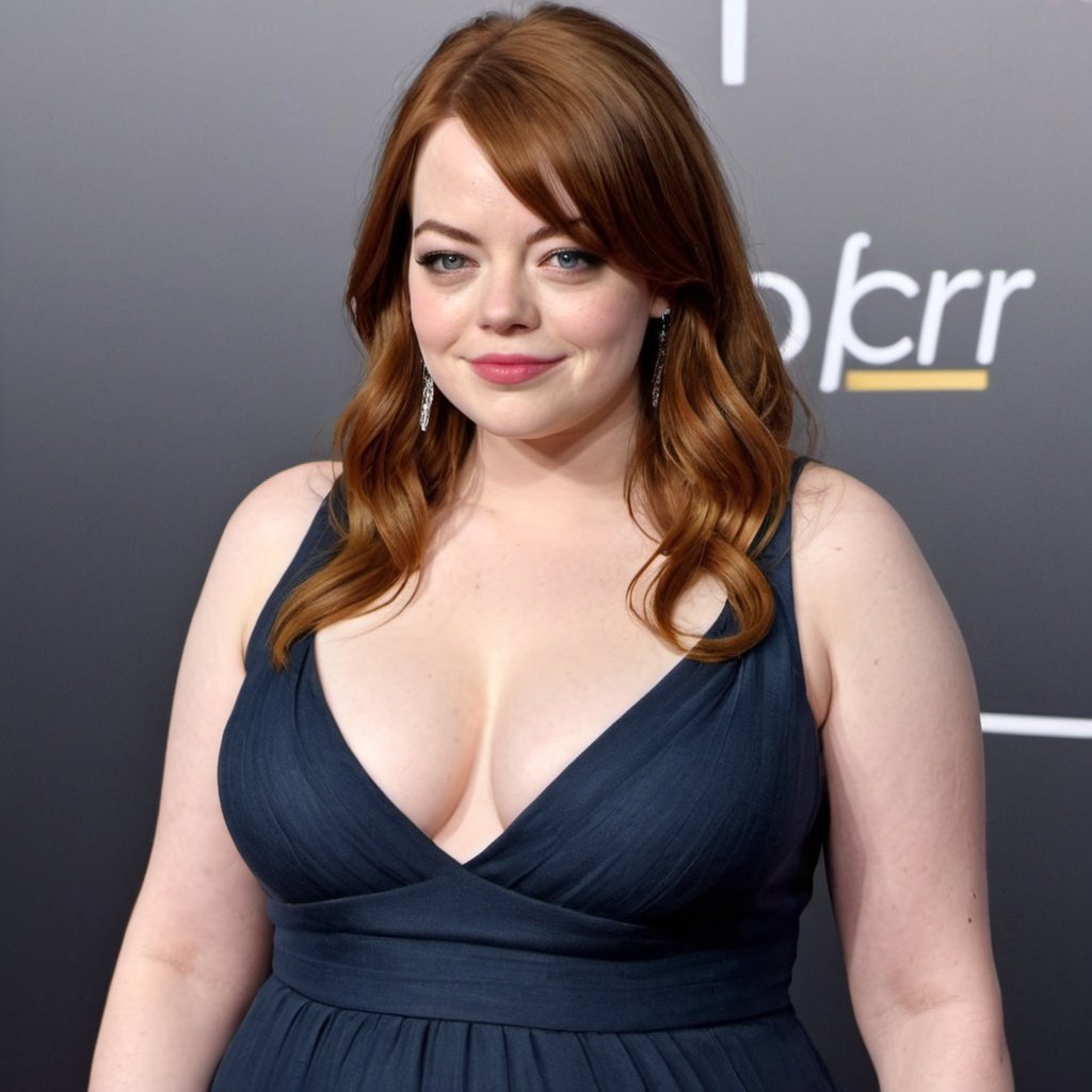 Emma Stone chubby wearing a tight dress plump bbw