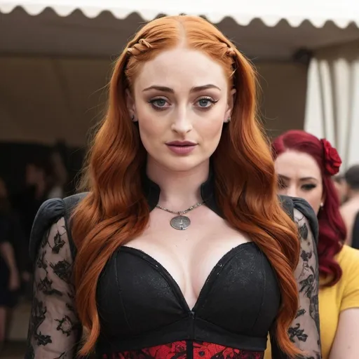 Prompt: Sophie Turner dressed as Tess Holiday
