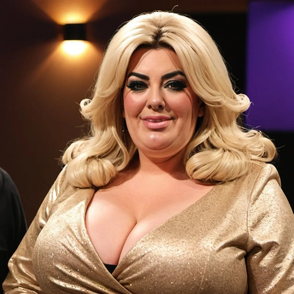 Prompt: Nigella Lawson dressed as Gemma Collins