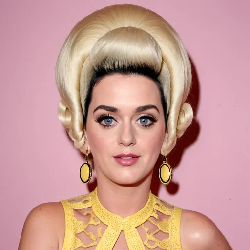 Prompt: Katy perry dressed as a 1960's woman with big bouffant beehive hair