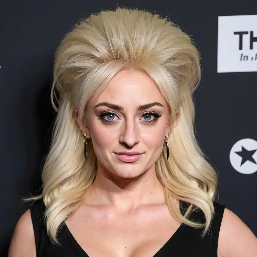 Prompt: Sophie Turner dressed as theresa Caputo long island medium with big bouffant hair