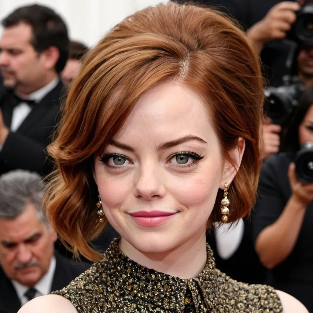 Prompt: emma stone big bouffant beehive haircut