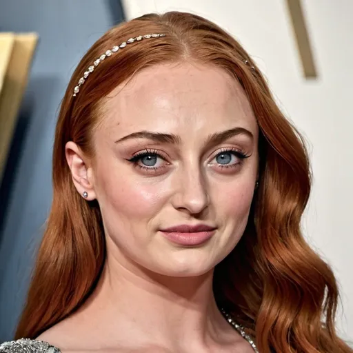 Prompt: Sophie Turner with a mom hairstyle