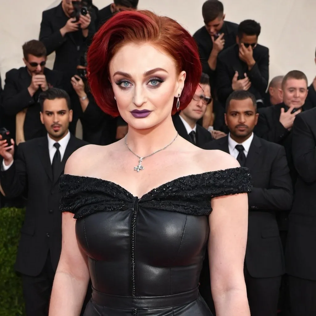 Prompt: Sophie Turner dressed as sharon osbourne