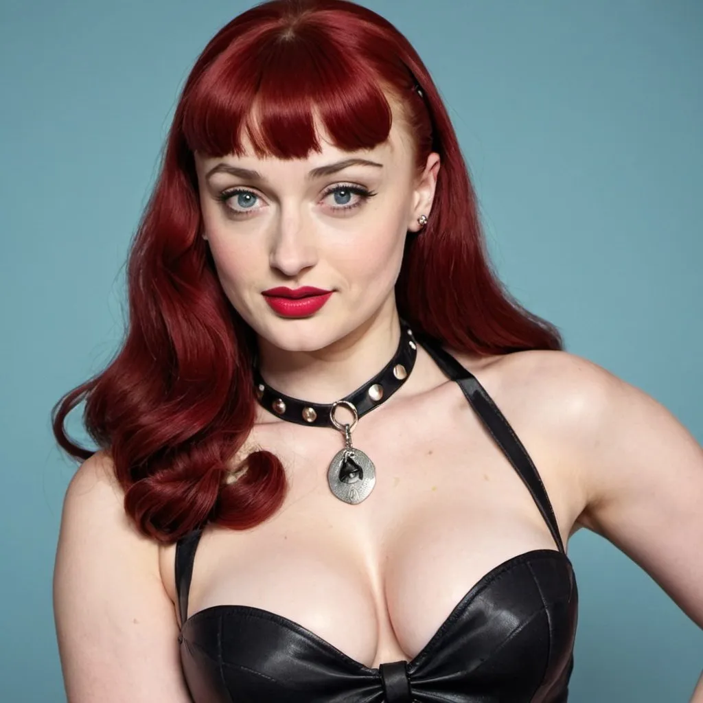 Prompt: Sophie Turner dressed as bettie page