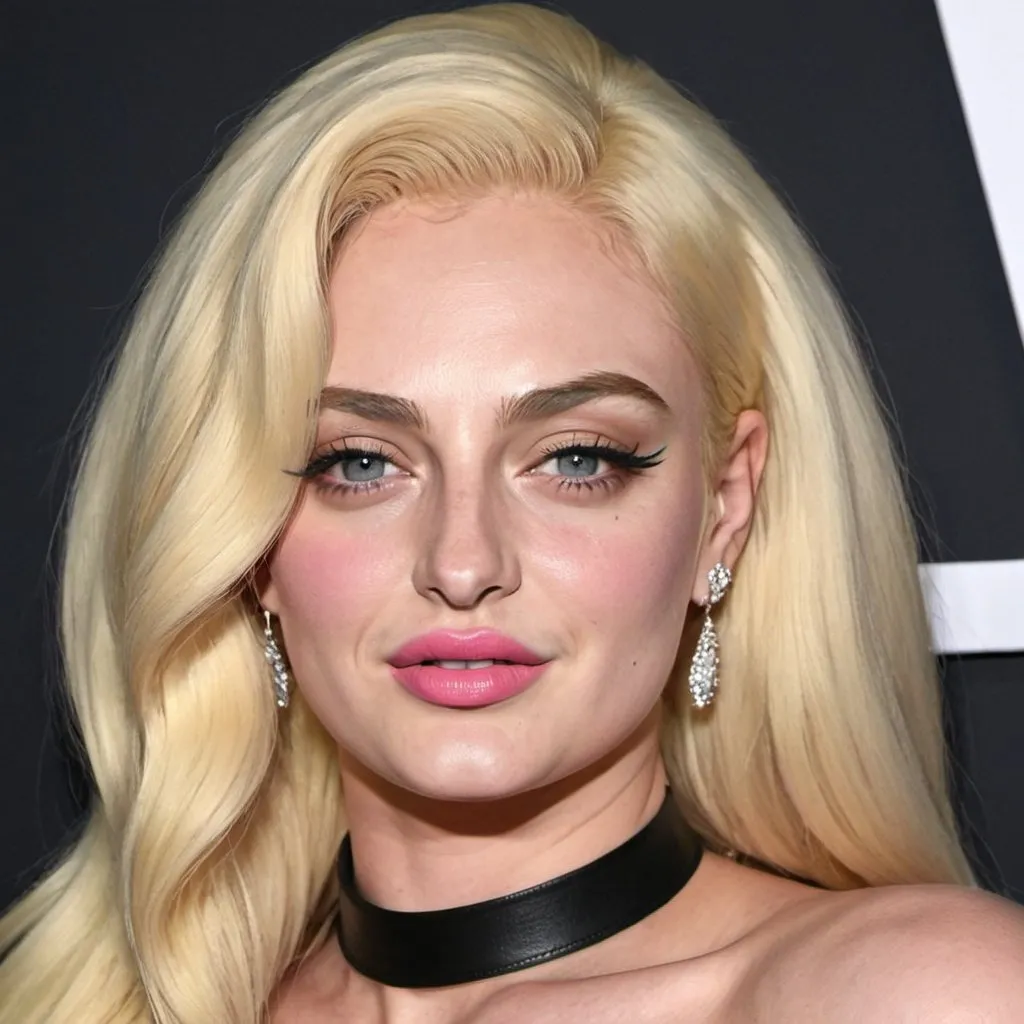 Prompt: Sophie turner dressed as anna nicole smith