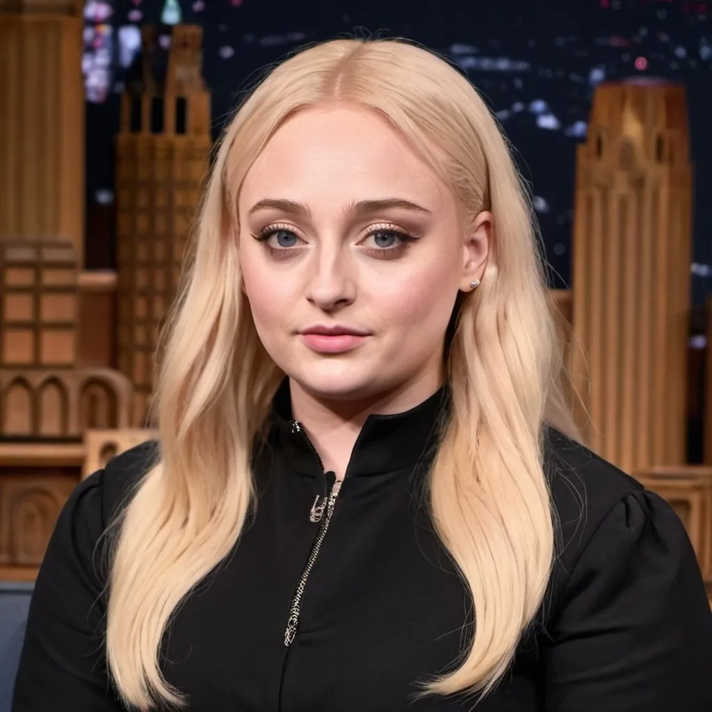 Prompt: Sophie Turner dressed as Nicola Coughlan